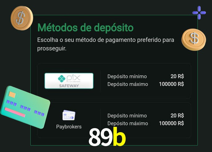 O cassino 89b oferece uma grande variedade de métodos de pagamento